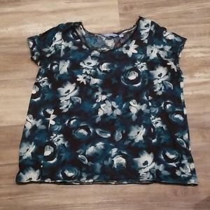 Simply Vera Blouse Teal Blue White